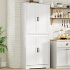 70" Tall White Pantry Cabinet, 4-Door Freestanding Storage Cupboard with Adjustable Shelves - 3 of 4