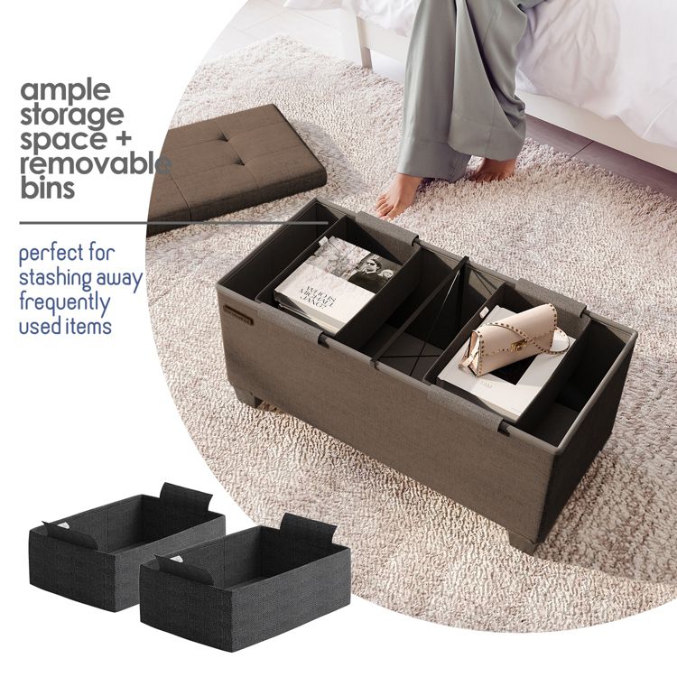StorageBud Storage Ottoman for Bedroom End of Bed, Fabric Storage Bench, Large Storage Ottoman Bench, Entryway Bench with Storage, 2 of 9