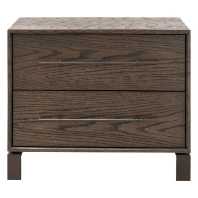 Simmons 2 Drawer Wood Nightstand Dark Walnut - Safavieh