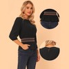 INSPIRE CHIC Women's 3/4 Sleeve Round Neck Smocked Waist Peplum Blouse - 2 of 4