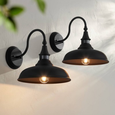 Black Metal Motion Sensor Outdoor Wall Light Set
