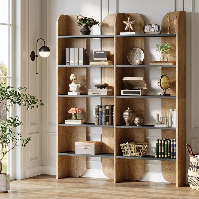 Hommoo 5-Tier Farmhouse Double Wide Bookshelf