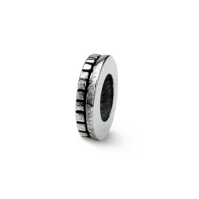 Black Bow Jewelry Sterling Silver Antiqued Notched Spacer Bead Charm