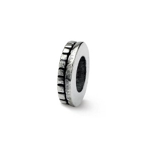 Black Bow Jewelry Sterling Silver Antiqued Notched Spacer Bead Charm - 1 of 3