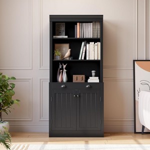 Nasitip 5-Tier Bookshelf, 70''Tall Bookcase with 2 Doors and 1 Drawer, Pantry Sideboard-Storage Cabinet for Home Office - 1 of 4