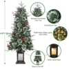 3/4.5ft Prelit Snow Flocked Artificial Christmas Tree with 8-Mode Warm White LED & Sturdy Base- Indoor/Outdoor Xmas Tree for Home,Office,Yard - 2 of 4