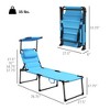 2 Pcs Outdoor Lounge Chair, 4 Position Adjustable Backrest, Folding, Cushioned w/ Sun Shade Roof & Pillow - 3 of 4