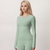 Anna-Kaci Active Women's Active Top with Crew Neckline Seamless Fitted Silhouette and Thumbhole Cuffs - 3 of 4