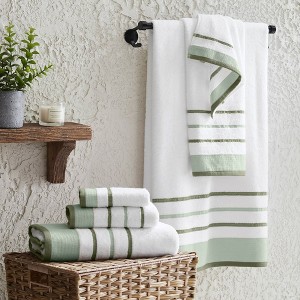 Isla Jade Oversized Cotton Stripe Beach Towel Stone Blue/Clay - 1 of 4