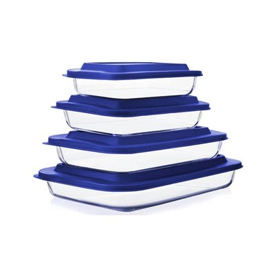Apex Vanguards 8-Piece Blue Deep Glass Rectangular Containers