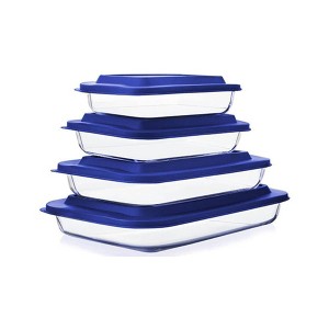 Apex Vanguards 8-Piece Blue Deep Glass Rectangular Containers - 1 of 3