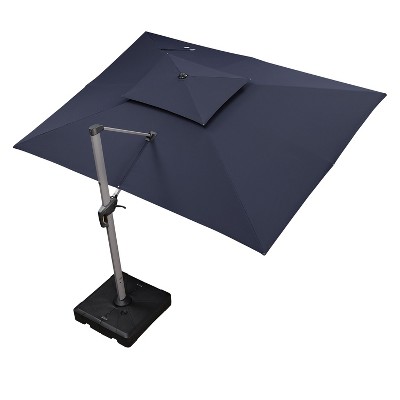 PURPLE LEAF Patio Outdoor Rectangle Umbrella with Base Large Cantilever Umbrella Windproof Offset Heavy Duty Sun for Garden Deck Pool