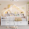 Full Size House Platform Beds with LED, Storage Shelves and Drawers - 3 of 4
