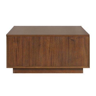 Vynxaria Series 33.25 in. Walnut Square MDF End Table with 4 Drawers