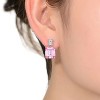 Guili Sterling Silver White Gold Plated Rectangle Stud Earrings with Colored CZ, a modern, stylish choice that adds elegance to any outfit - 2 of 3