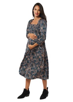 Image of Ingrid & Isabel Maternity The Breeze Midi Dress Abstract Ditsy Print Size M