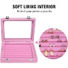 7-Slot Velvet Ring Tray with Transparent Lid, Jewelry Display Case for Women & Girls, Pink - 3 of 4