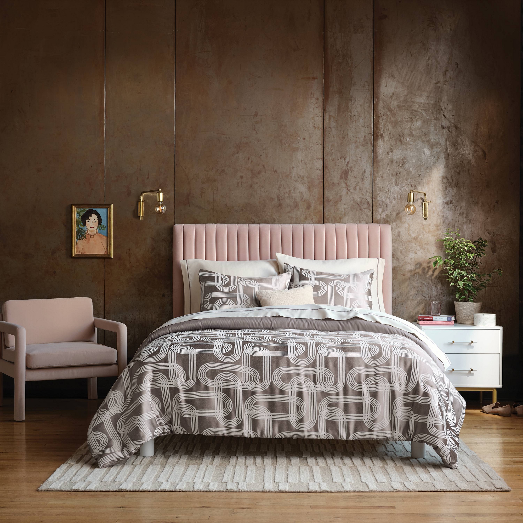 8pc King Jacquard Chain Link Comforter and Sheet Set Taupe - Threshold™