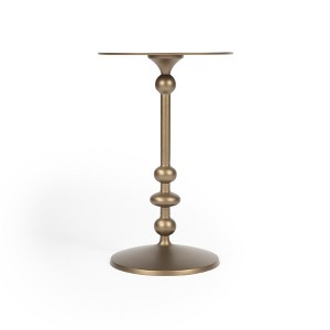 HomeRoots 19" Bronze Aluminum Round Drink Size Pedestal End Table - 1 of 4
