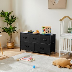 DOMETOUR Drawer Dresser for Bedroom, Fabric Storage Tower Tall Chest Organizer, Storage Cabinet Unit Bins Living Room Entryway Closet-Black - 1 of 4