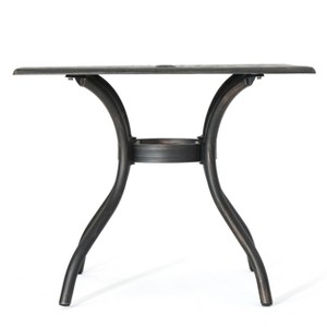 Austin Square Cast Aluminum Dining Table: Weather-Resistant, Umbrella Hole - Christopher Knight Home - 1 of 4
