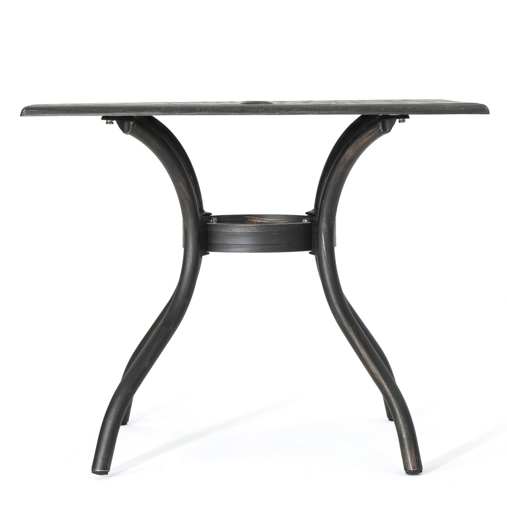 Photos - Garden Furniture Austin Square Cast Aluminum Dining Table: Weather-Resistant, Umbrella Hole