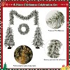 4pcs Pre-lit Christmas Artificial Tree Set, 2*4ft Entrance Trees, 8.8ft Garland, 20in Wreath with LED Lights, PVC Xmas Decor, Green - ModernLuxe - 4 of 4