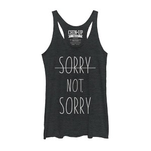 Women's CHIN UP Sorry Not Sorry Line Racerback Tank Top - 1 of 3