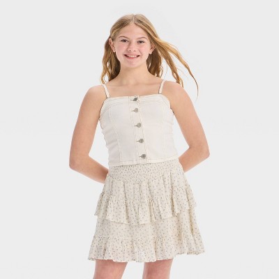 Girls' Button-Front Denim Tank Top - art class™
