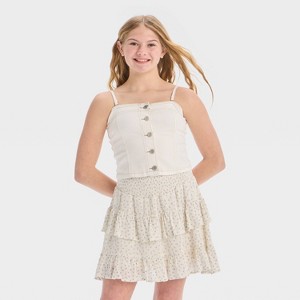 Girls' Button-Front Denim Tank Top - art class™ - 1 of 3
