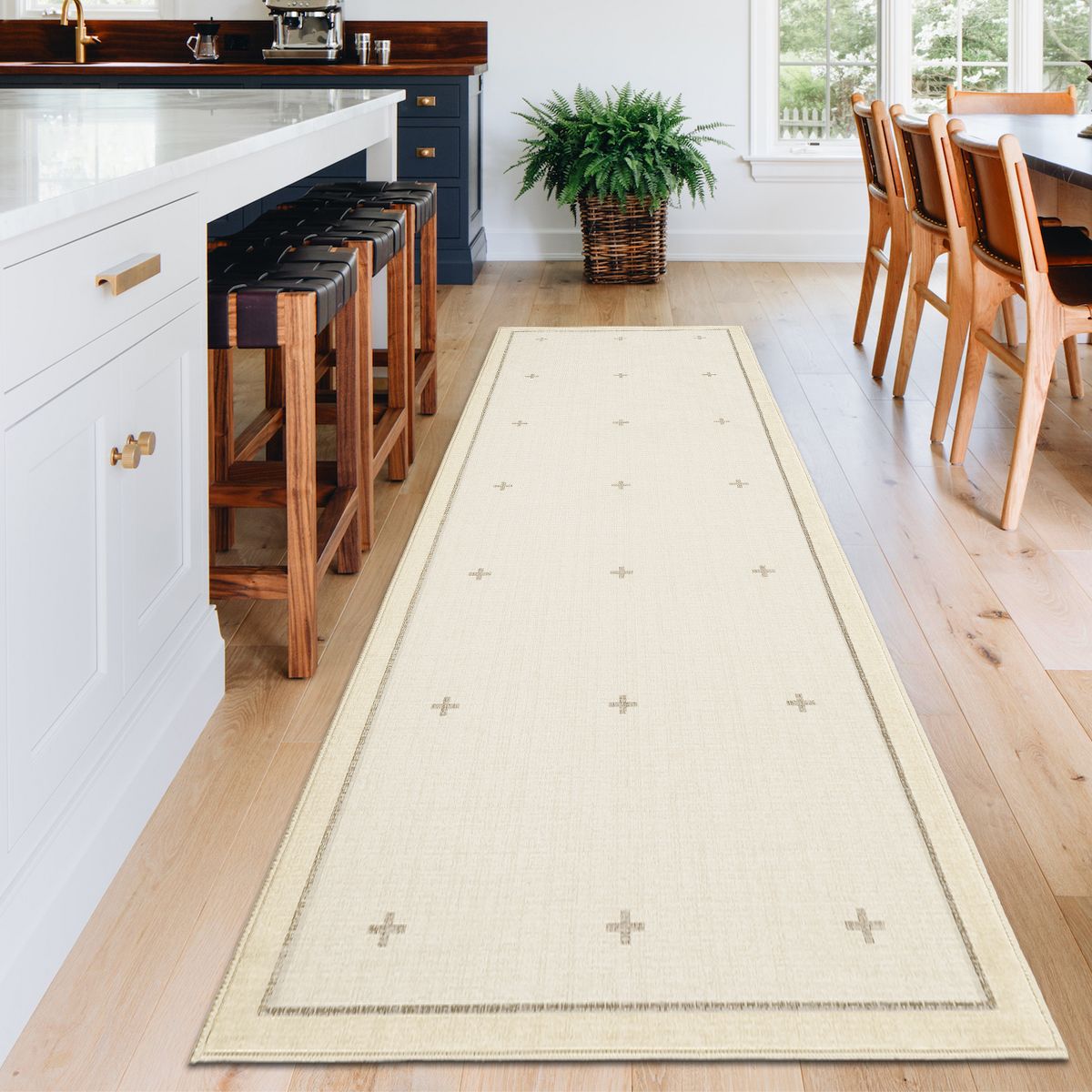 Garvee Area Rugs for Living Room Bedroom Modern Cross Pattern Rug Washable Bordered Carpet Low Pile Non-Slip Accent Rug for Dining Room Hallway - thumbnail 3