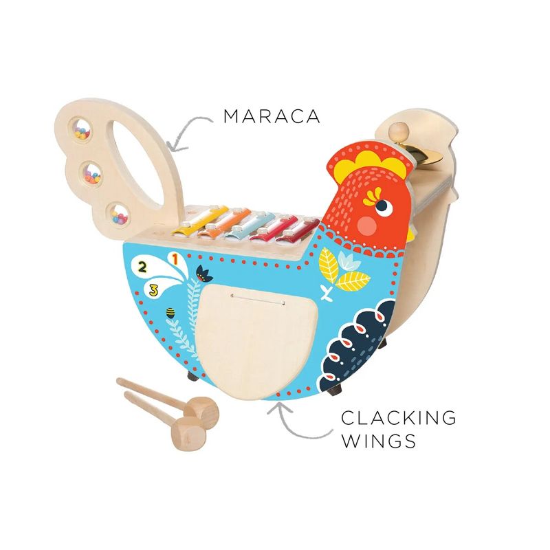 Manhattan Toy Musical Chicken Learning Toy for Toddlers with Maraca, Cymbal, Clacking Wings, Drumsticks, Washboard and Xylophone, 3 of 11