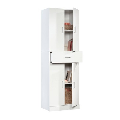 White Freestanding Storage Cabinet with Adjustable Shelving