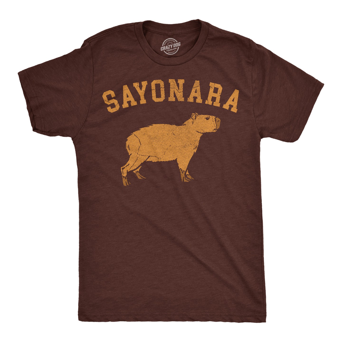 Мужская футболка Crazy Dog T-Shirts, Inc. Funny T Shirts Sayonara Capybara Sarcastic Tee For Men - Crazy Dog T Shirt for Animal Lovers Brown, цвет: Коричневый — фото 1