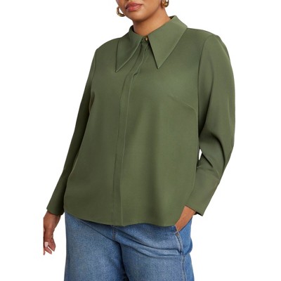 ELOQUII Pointed Collar Button Up Shirt