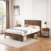 Full Size Brown Platform Bed with Wood Tone Headboard & Footboard, 14 Bar Steel Support, No Box Spring Needed, Quiet Modern Bedroom Frame - 4 of 4
