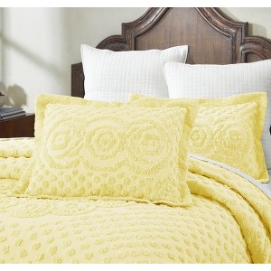 Heirloom 100% Cotton Ultra-Soft Chenille Tufted Lightweight Medallion Design Pillow Sham, All-Season, Machine Washable - 1 of 4