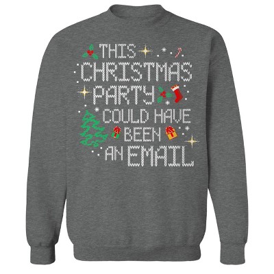 Rerun Island Men's Christmas Party Email Long Sleeve Graphic Cotton Pullover Sweatshirt