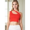Slickblue Women's Ribbed One Shoulder Crop Top, Cross Strap Detail, Casual Fit, 6 Color Options, Size S-L - 2 of 4