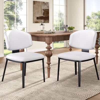 NicBex Modern Upholstered Armless Set of 2 Dining Chairs with Metal Legs,Minimalist Small Office Chairs,Living Room Accent Chairs