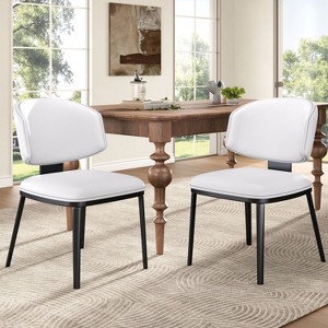 NicBex Modern Upholstered Armless Set of 2 Dining Chairs with Metal Legs,Minimalist Small Office Chairs,Living Room Accent Chairs - 1 of 4