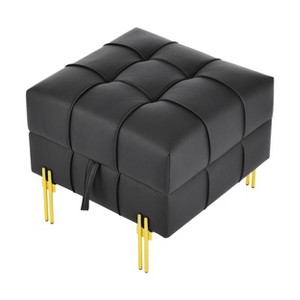 NicBex Modern 22" Square Ottoman Leather Small Footstools with Gold Metal Legs for Bedroom and Living Room - 1 of 4
