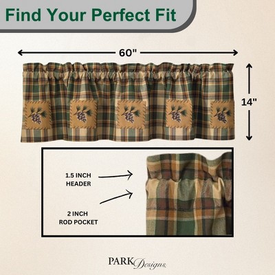 Green and Beige Cotton Plaid Rod Pocket Valance
