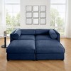 DOMETOUR Blue Chenille 2-Seater Sofa with 2 Storage Ottomans, Cylindrical Backrest & Armrests, Modern Loveseat with Hidden Storage - 2 of 4