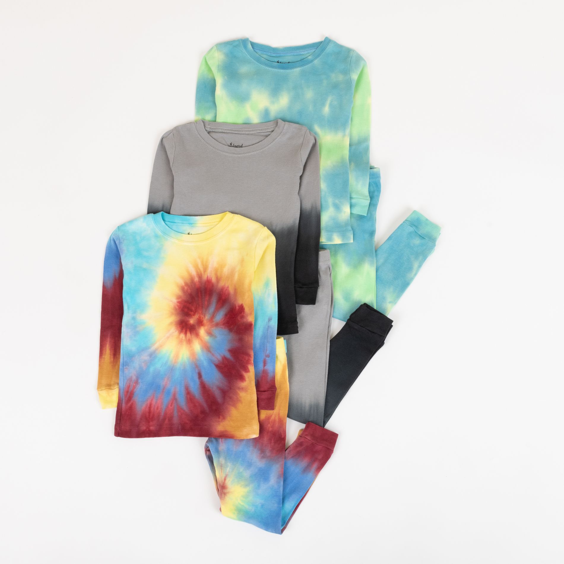 Leveret Boys Cotton 2 Piece Pajamas – 3 Pack – Tie Dye Mix 8 Year