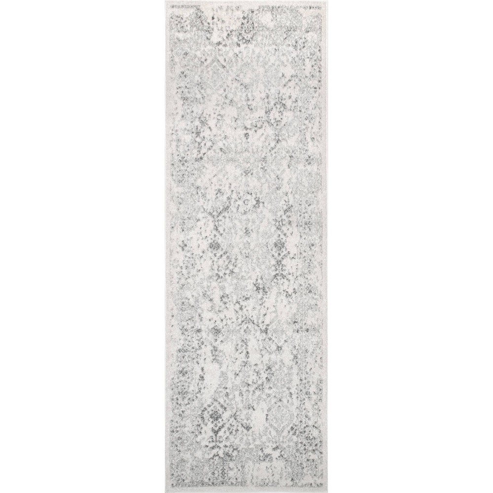 3'x12' Runner Vintage Odell Solid Loomed Area Rug Off White - nuLOOM