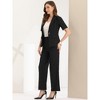 Allegra K Women's 2-Piece Elegant Short Sleeve Blazer and Wide Leg Pants Business Suit Set - 4 of 4