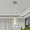 LNC Wohexiry  1-Light 7.9" Modern Geometric Mini Pendant Lighting, Matte Gold and Textured Glass - 2 of 4