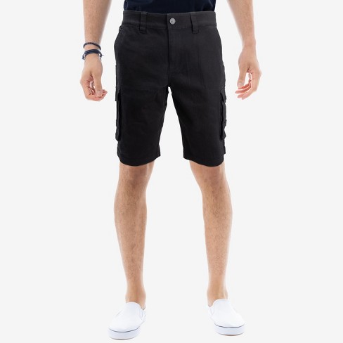 X RAY Men's 12.5 Inseam Strech Twill Cargo Shorts, Without Belt in JET  BLACK Size 30