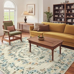 Modern Floral Area Rug Insect Rug Living Room Rugs Stain Resistant Low Pile Rugs for Bedroom Dining Room Office - 1 of 4